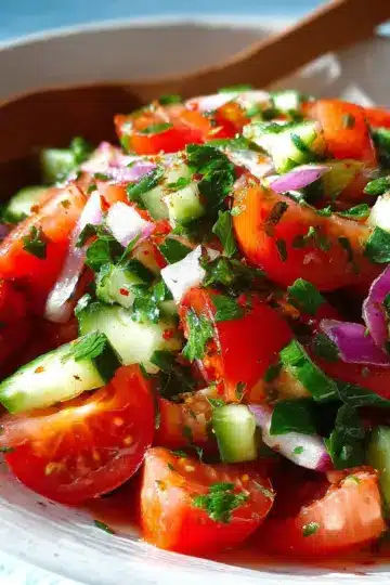 Mediterranean Salad with Tomato and Cucumber