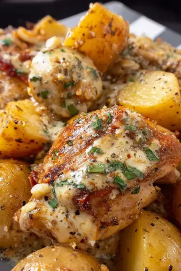 Crockpot Garlic Parmesan Chicken and Potatoes