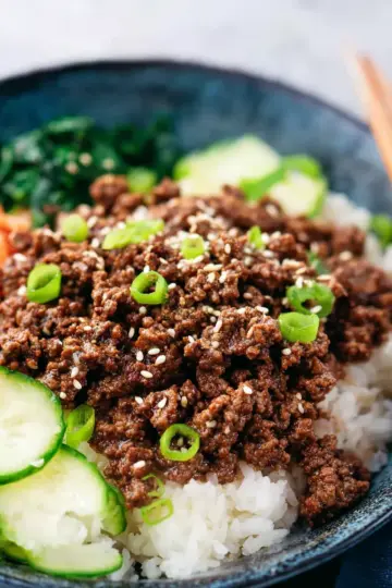 Korean Ground Beef and Rice Bowls