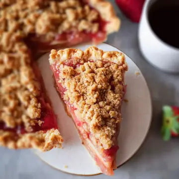 Strawberry Rhubarb Crumble Pie