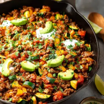 Ground Beef and Zucchini Skillet