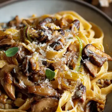 Caramelized Leek and Mushroom Gruyere Pasta