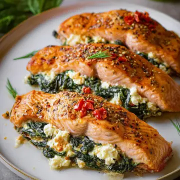 Stuffed Salmon With Spinach & Feta