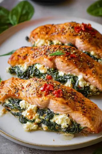 Stuffed Salmon With Spinach & Feta