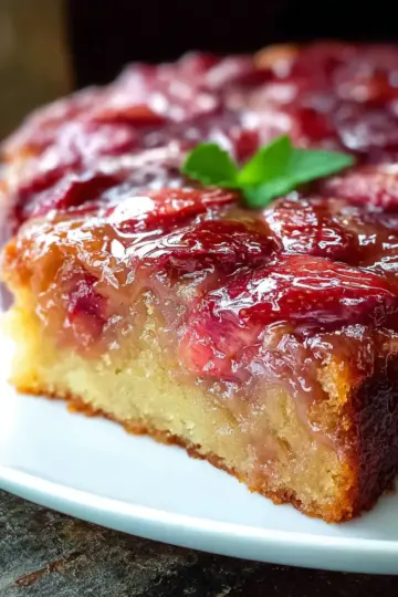 Strawberry Rhubarb Upside Down Cake