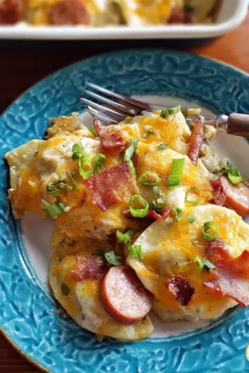 Crock Pot Pierogi and Kielbasa Casserole