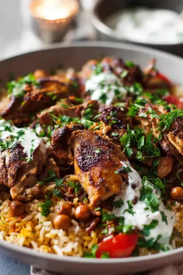 One Skillet Baked Chicken Shawarma and Rice