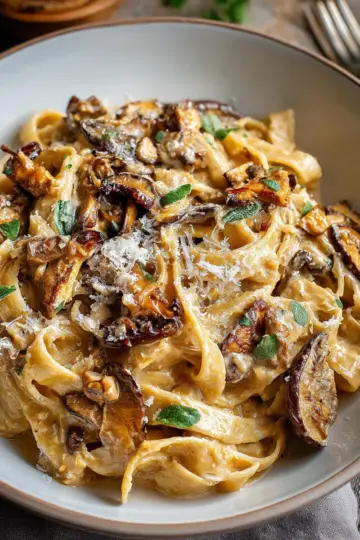 Caramelized Leek and Mushroom Gruyere Pasta