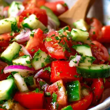 Mediterranean Salad with Tomato and Cucumber